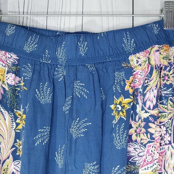 Anthropologie Odette Pants Size Med Blue Floral High Waist Tapered Joggers - Picture 12 of 13